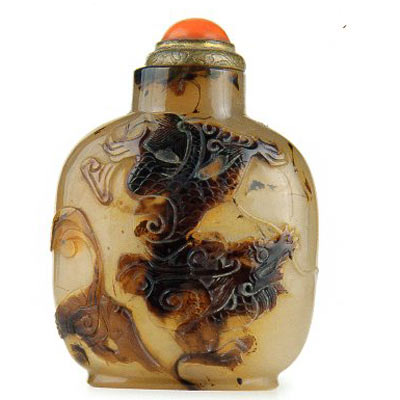 Rara snuff bottles in agata intagliata- Cina XVIII/XIX sec.