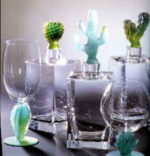 Daum: bicchieri e bottiglie Cactus di Hilton McConnico- 1987